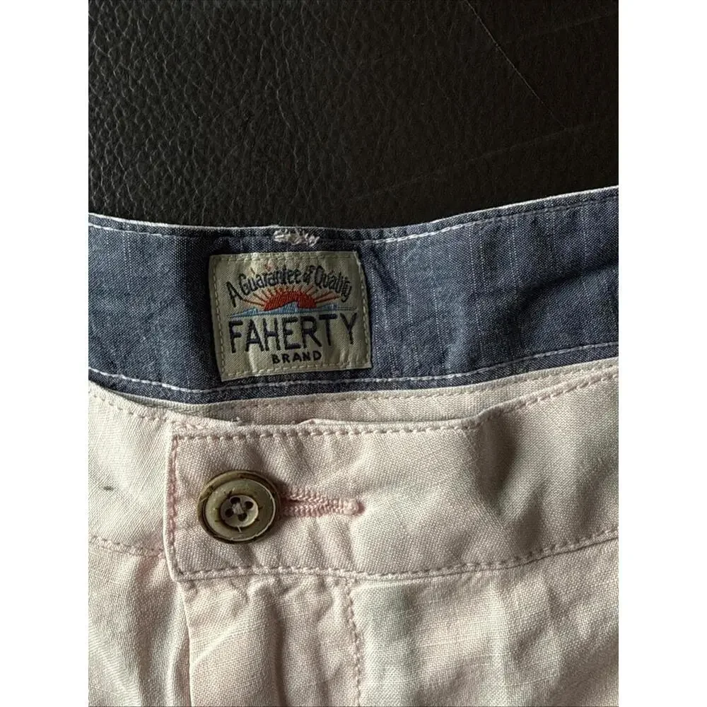Faherty Shorts Mens 42 Linen Blend Chino Casual 9